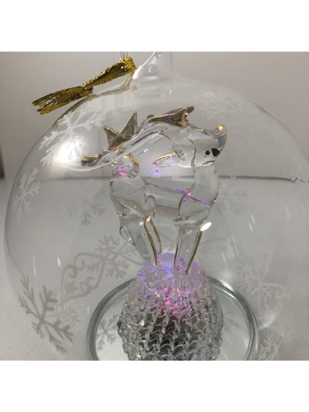 5" led glass ornament blown glass reindeer HSN discontinued Hard to Find - Picture 2 of 4